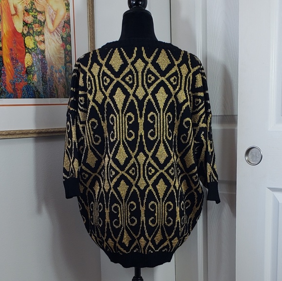Gold Damask Print Vintage Sweater sz 14 - Picture 4 of 8